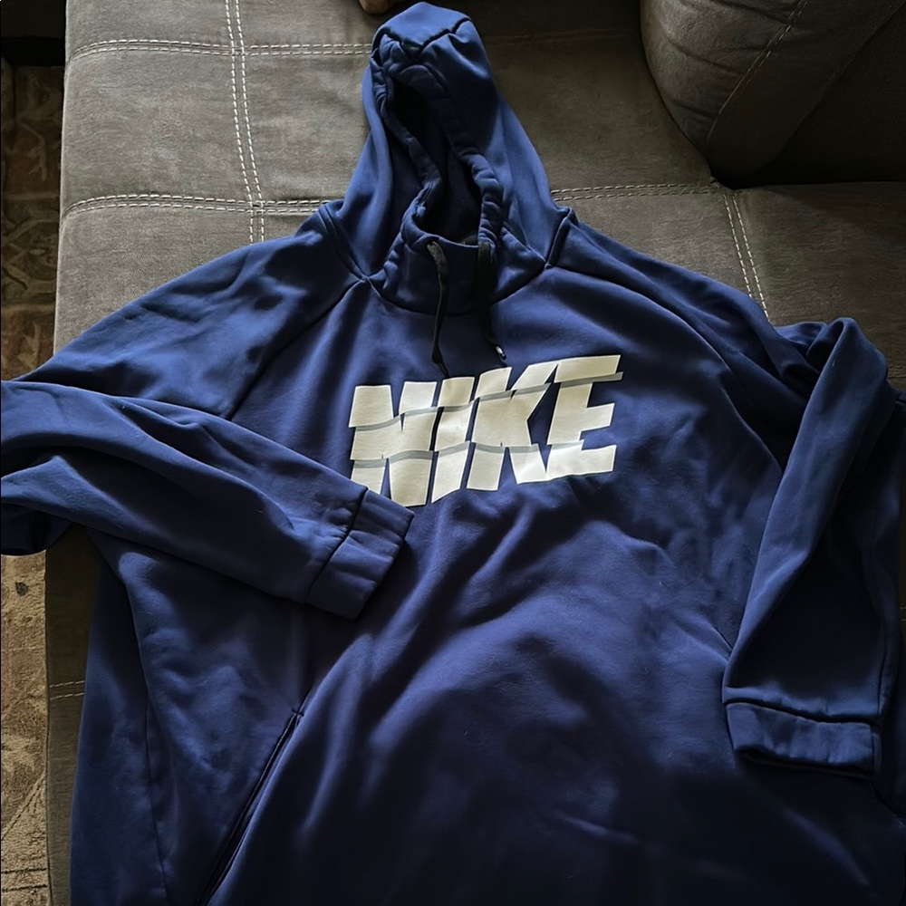 Nike Navy Blue Hoodie with White Logo